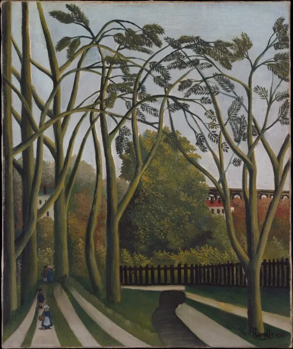 The Banks of the Bièvre near Bicêtre (1908) by Henri Rousseau — original painting reproduced as a hand-painted oil on canvas
