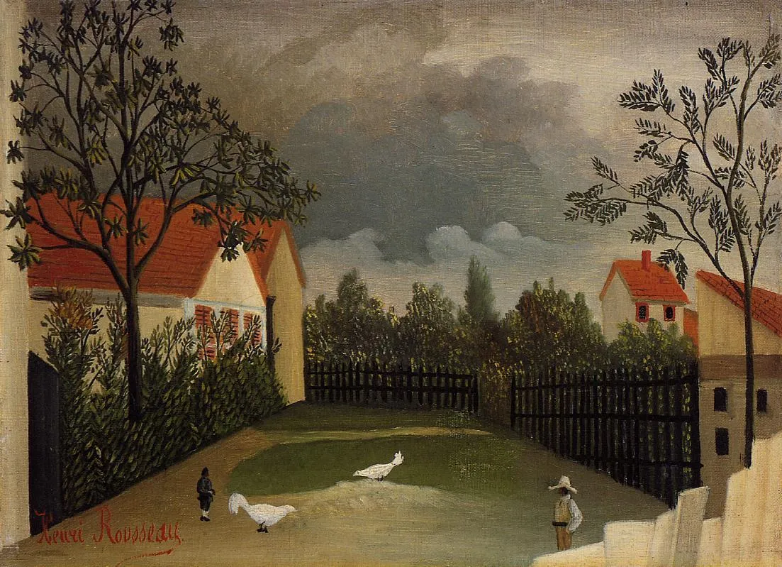 The Barnyard (1896) by Henri Rousseau — original painting reproduced as a hand-painted oil on canvas