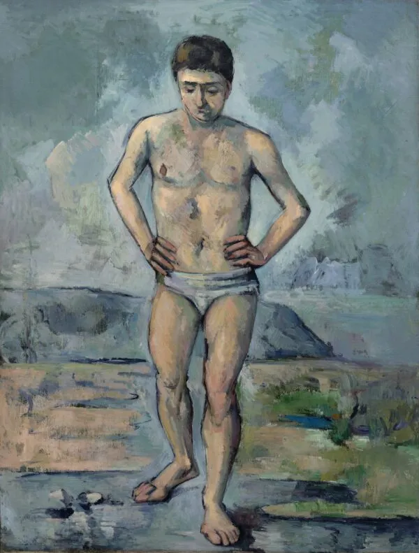 The Bather (1885) by Paul Cézanne — original painting reproduced as a hand-painted oil on canvas