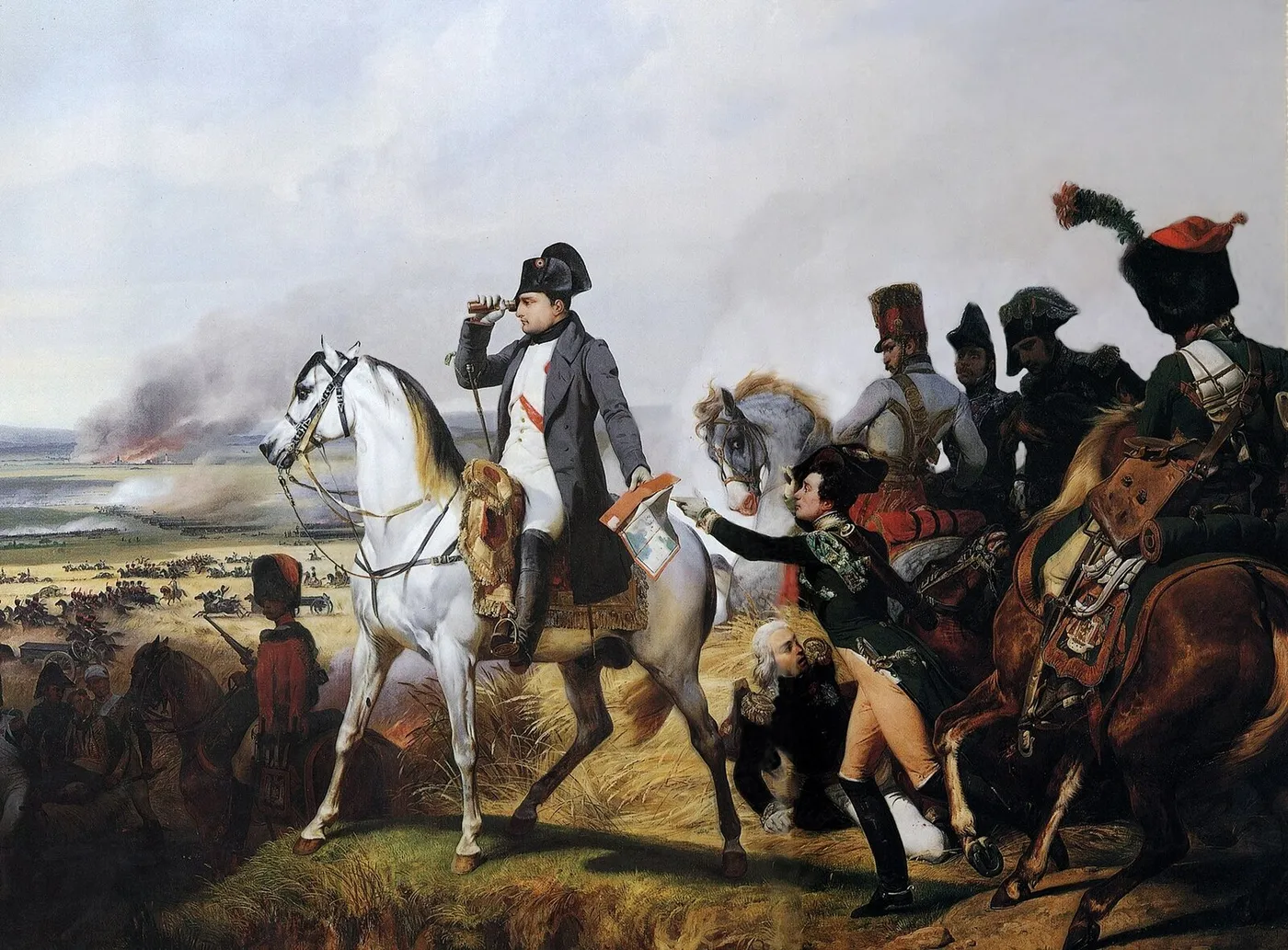 The battle of Wagram in 1809 (1836) by Horace Vernet — original painting reproduced as a hand-painted oil on canvas
