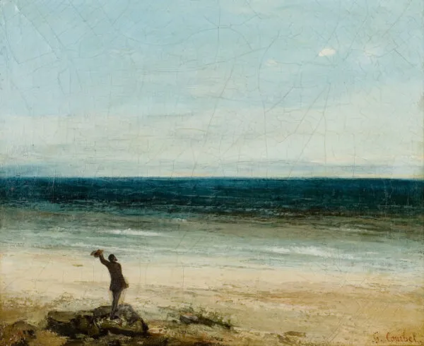 The Beach at Palavas (1854) by Gustave Courbet — original painting reproduced as a hand-painted oil on canvas