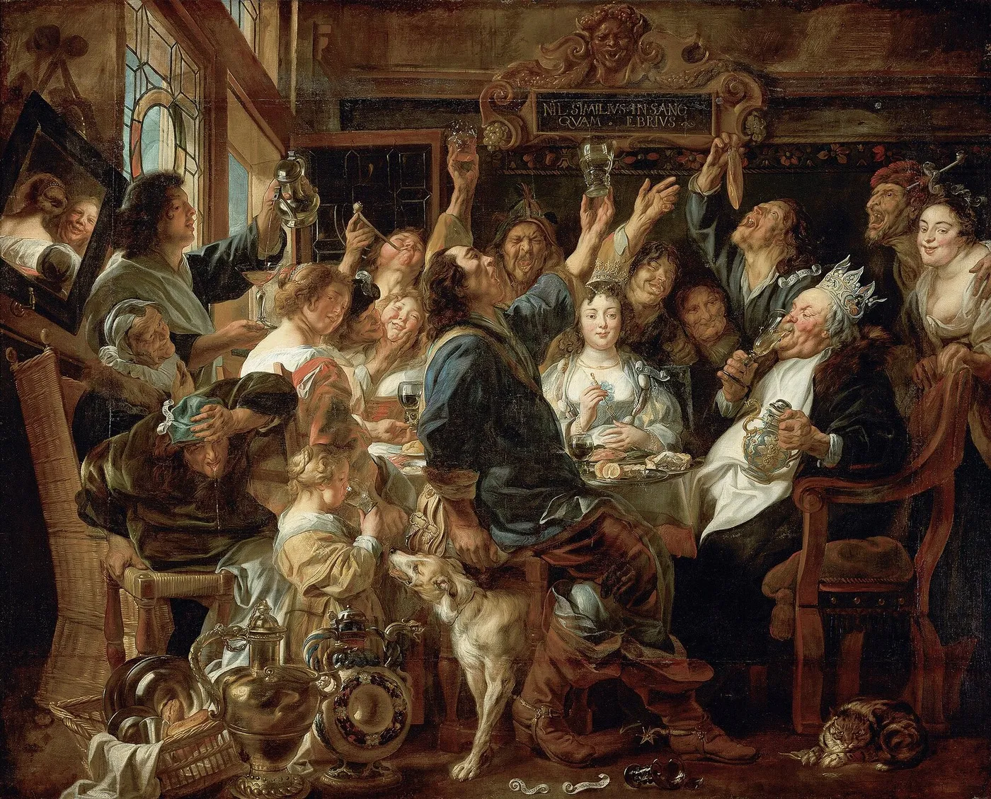 The Bean King (1640) by Jacob Jordaens — original painting reproduced as a hand-painted oil on canvas