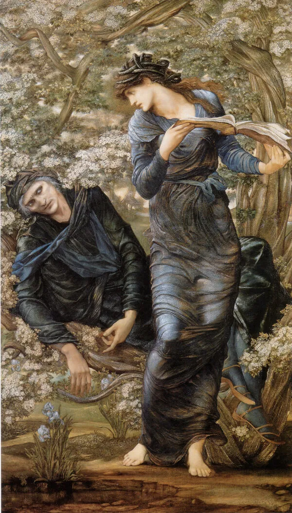 The Beguiling of Merlin (1872) by Edward Burne-Jones — original painting reproduced as a hand-painted oil on canvas
