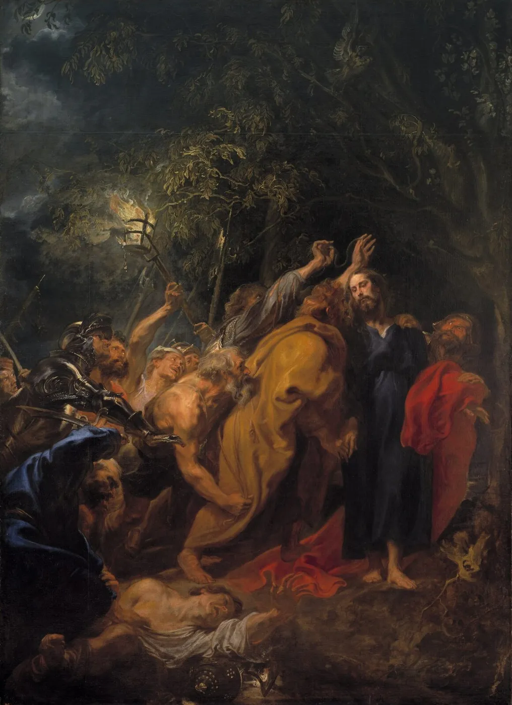 The Betrayal of Christ (van Dyck, Madrid) (1618) by Anthony van Dyck — original painting reproduced as a hand-painted oil on canvas