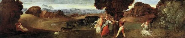 The Birth of Adonis (1506) by Titian — original painting reproduced as a hand-painted oil on canvas