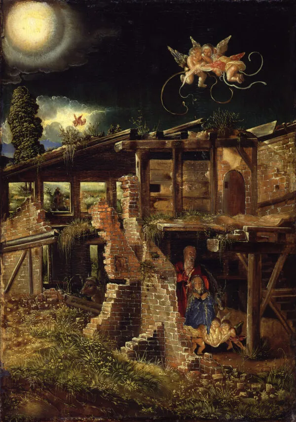 The Birth of Christ (1513) by Albrecht Altdorfer — original painting reproduced as a hand-painted oil on canvas