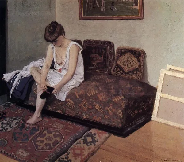 The Black Stocking (1904) by Félix Vallotton — original painting reproduced as a hand-painted oil on canvas
