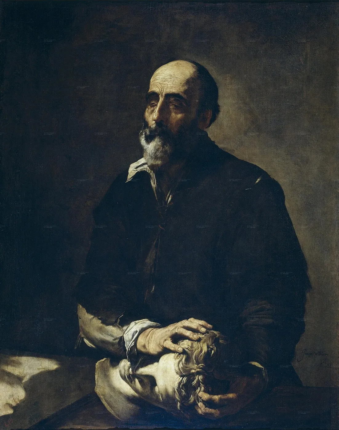 The Blind Sculptor (1632) by Jusepe de Ribera — original painting reproduced as a hand-painted oil on canvas
