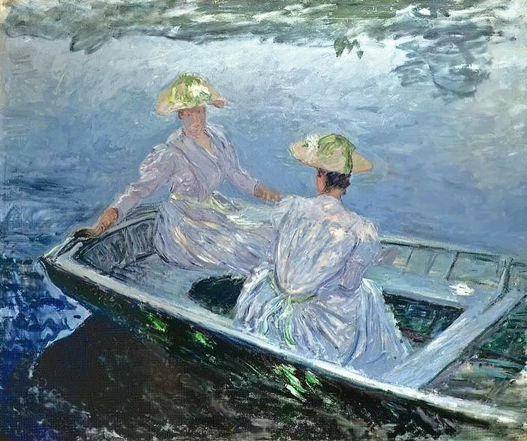 The Blue Boat (1887) by Claude Monet — original painting reproduced as a hand-painted oil on canvas