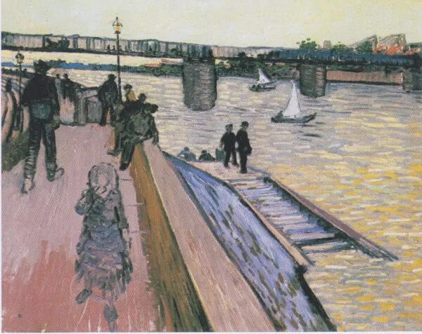 The Bridge of Trinquetaille (1888) by Vincent van Gogh — original painting reproduced as a hand-painted oil on canvas