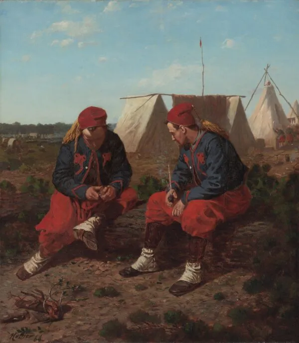 The Brierwood Pipe (1864) by Winslow Homer — original painting reproduced as a hand-painted oil on canvas