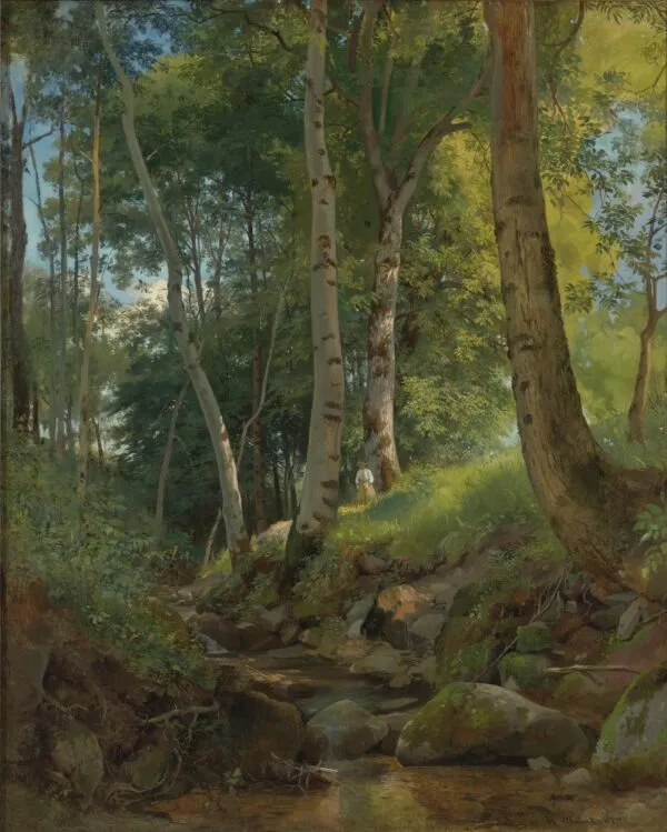 The Brook (1900) by Ivan Shishkin — original painting reproduced as a hand-painted oil on canvas