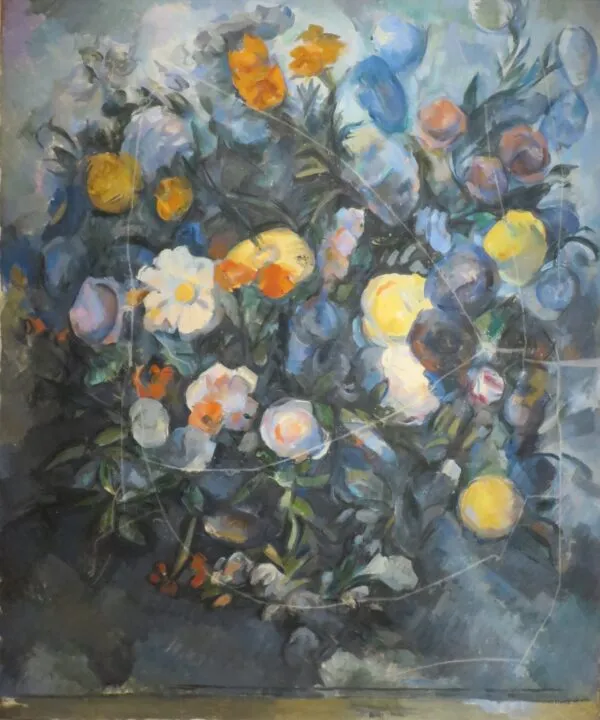 The Bunch of Flowers (1902) by Paul Cézanne — original painting reproduced as a hand-painted oil on canvas