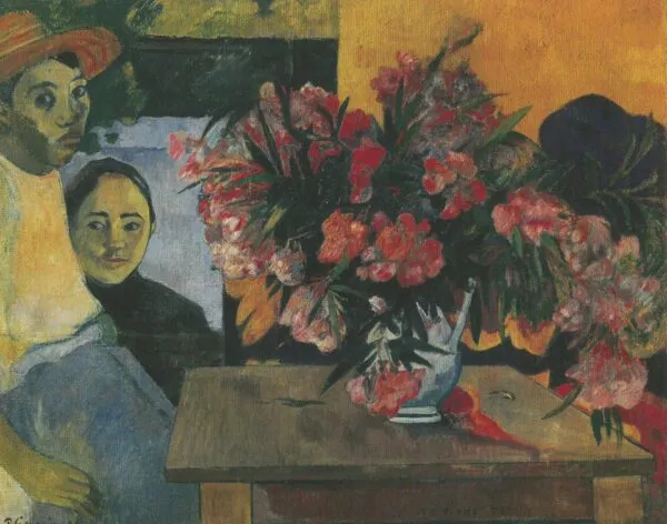 The Bunch of Flowers (1891) by Paul Gauguin — original painting reproduced as a hand-painted oil on canvas