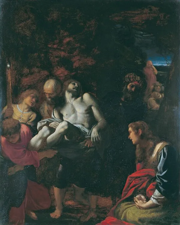 The Burial of Christ (1595) by Annibale Carracci — original painting reproduced as a hand-painted oil on canvas