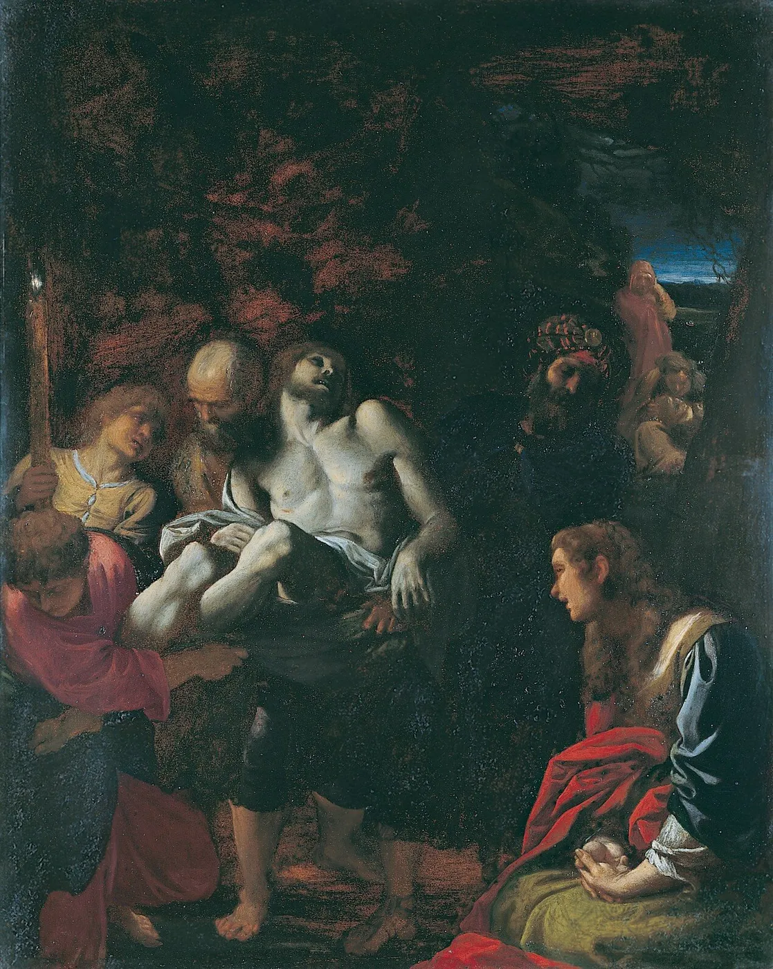 The Burial of Christ (1595) by Annibale Carracci — original painting reproduced as a hand-painted oil on canvas