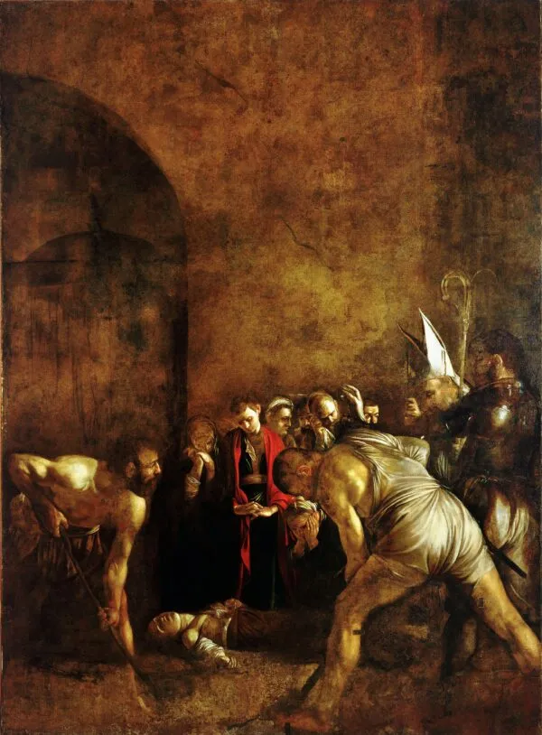 The Burial of Saint Lucy (1608) by Caravaggio — original painting reproduced as a hand-painted oil on canvas