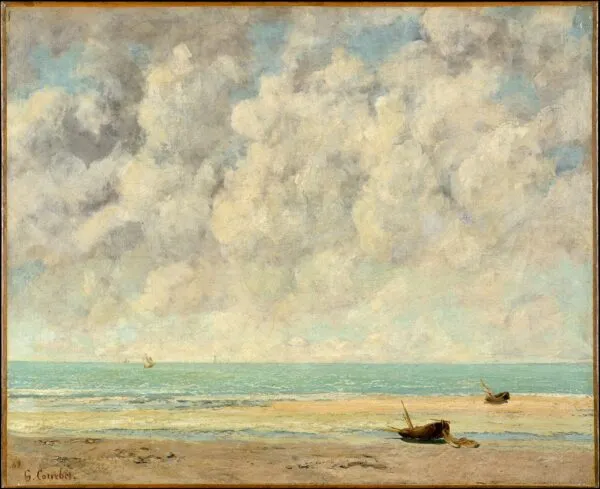The Calm Sea (1869) by Gustave Courbet — original painting reproduced as a hand-painted oil on canvas