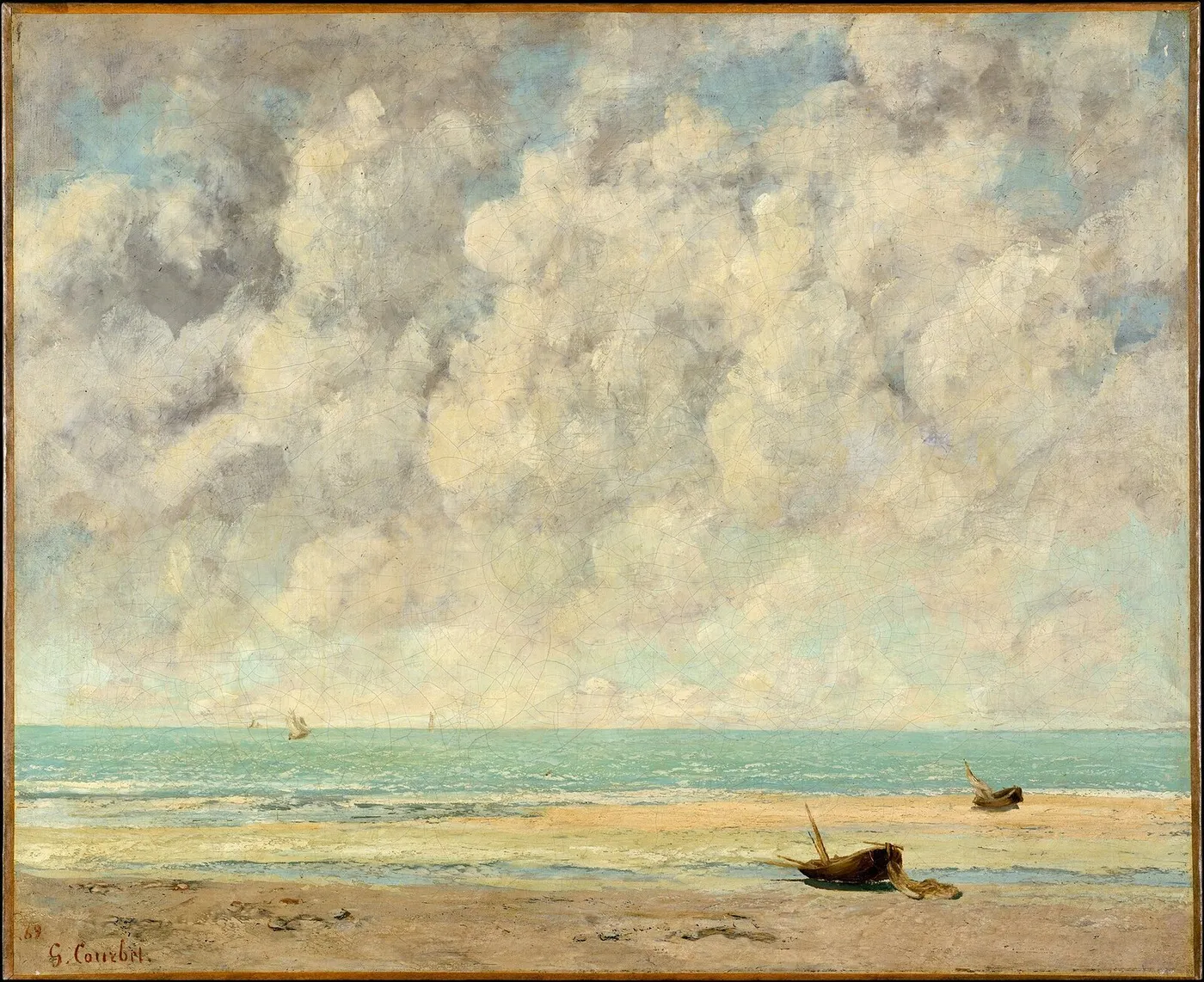 The Calm Sea (1869) by Gustave Courbet — original painting reproduced as a hand-painted oil on canvas