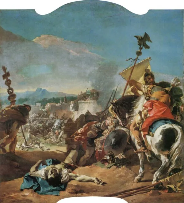 The Capture of Carthage (1725) by Giovanni Battista Tiepolo — original painting reproduced as a hand-painted oil on canvas