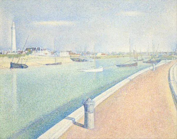 The Channel of Gravelines, Petit Fort Philippe (1890) by Georges Seurat — original painting reproduced as a hand-painted oil on canvas