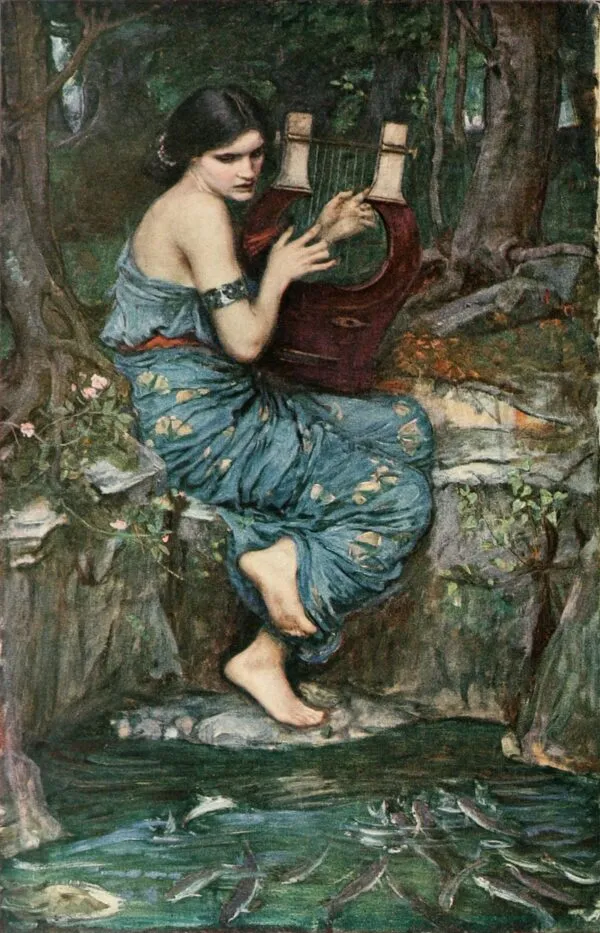 The Charmer (1911) by John William Waterhouse — original painting reproduced as a hand-painted oil on canvas
