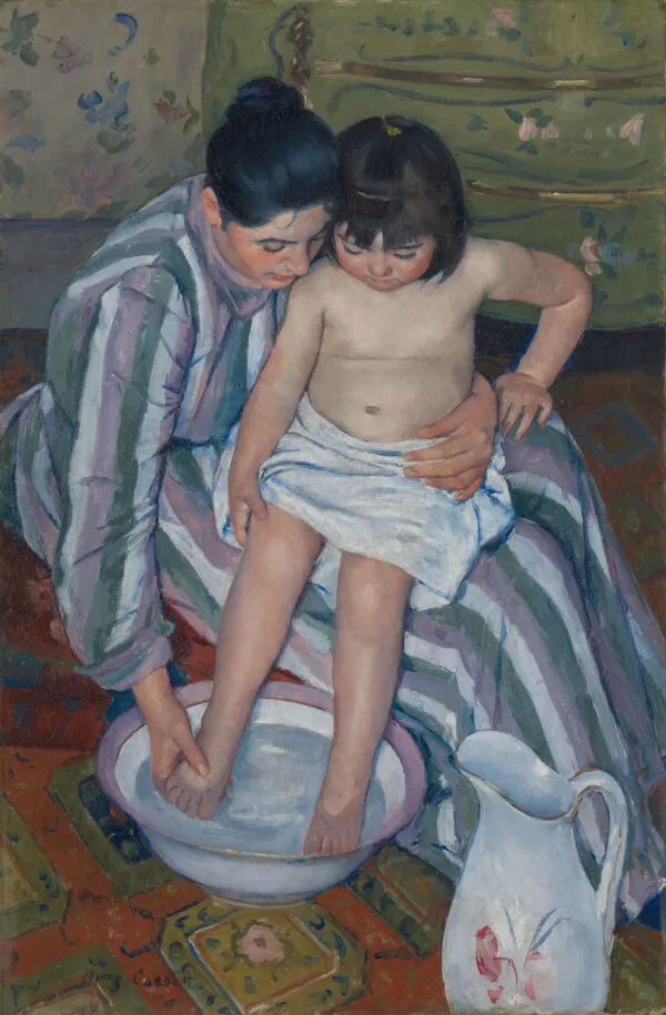 The Child's Bath (1893) by Mary Cassatt — original painting reproduced as a hand-painted oil on canvas