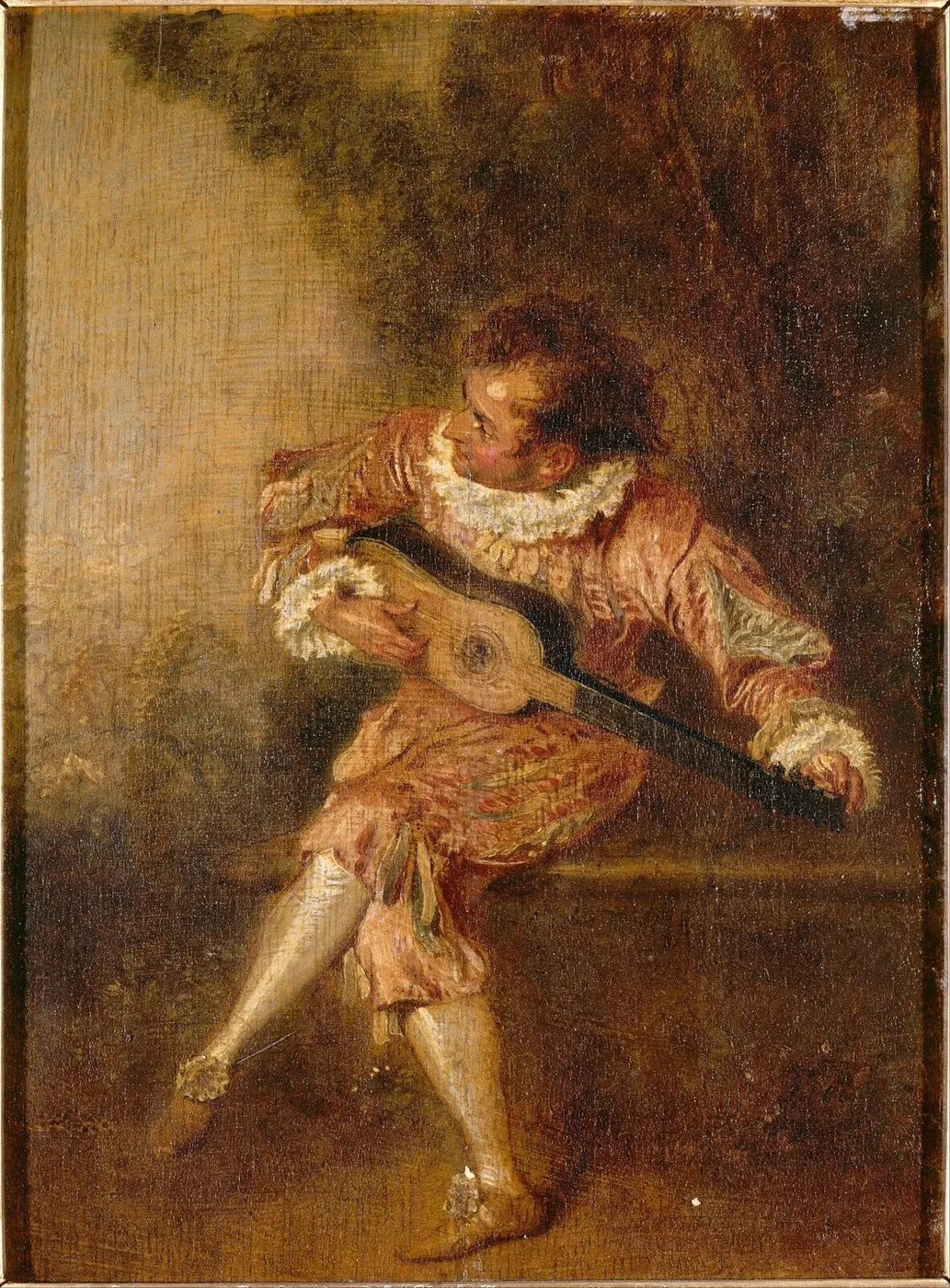 The Chord (1715) by Jean-Antoine Watteau — original painting reproduced as a hand-painted oil on canvas