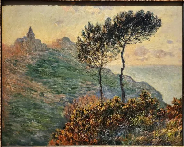 The Church at Varengeville (1882) by Claude Monet — original painting reproduced as a hand-painted oil on canvas