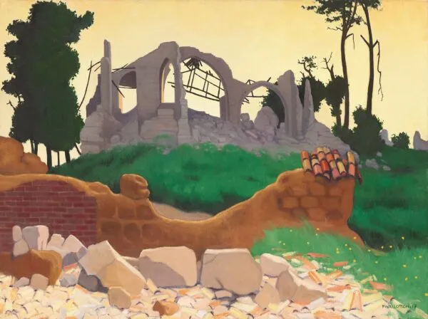 The Church of Souain (1917) by Félix Vallotton — original painting reproduced as a hand-painted oil on canvas
