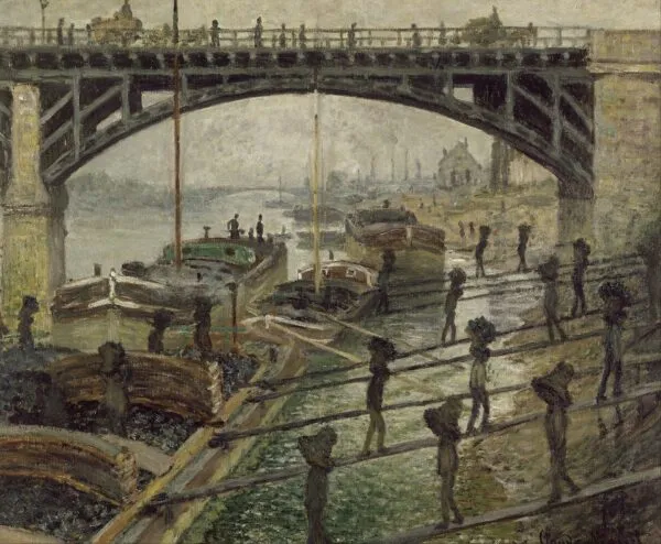 The Coalmen (1875) by Claude Monet — original painting reproduced as a hand-painted oil on canvas