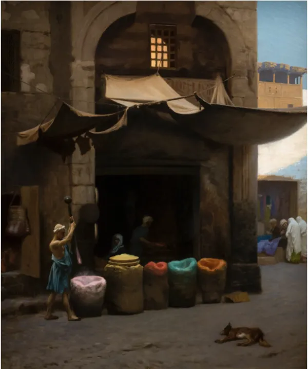The Color Grinder (1890) by Jean-Léon Gérôme — original painting reproduced as a hand-painted oil on canvas
