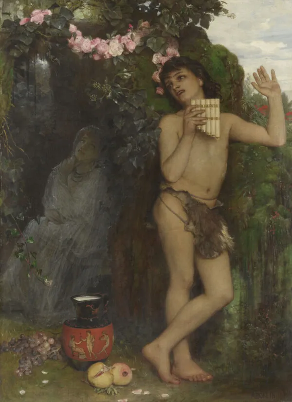 The complaint of the shepherd (1866) by Arnold Böcklin — original painting reproduced as a hand-painted oil on canvas