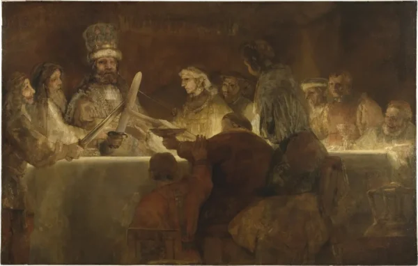 The Conspiracy of Claudius Civilis (1661) by Rembrandt — original painting reproduced as a hand-painted oil on canvas