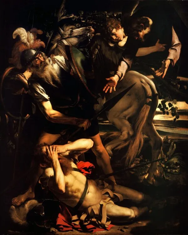 The Conversion of Saint Paul (1600) by Caravaggio — original painting reproduced as a hand-painted oil on canvas