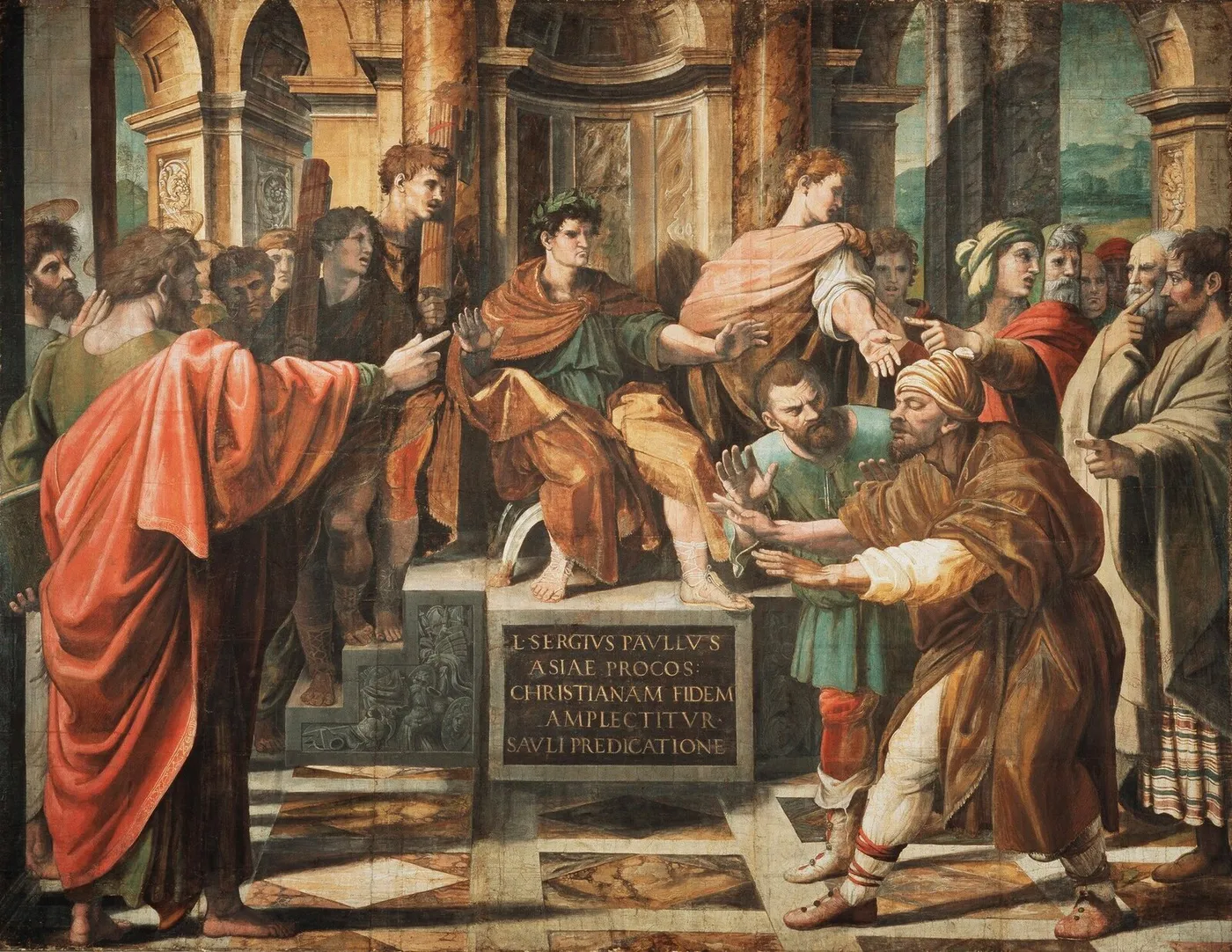 The Conversion of the Proconsul (1515) by Raphael — original painting reproduced as a hand-painted oil on canvas