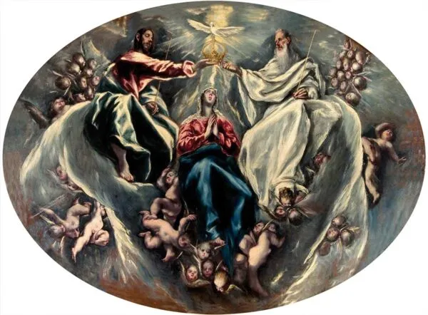 The Coronation of the Virgin (1597) by El Greco — original painting reproduced as a hand-painted oil on canvas