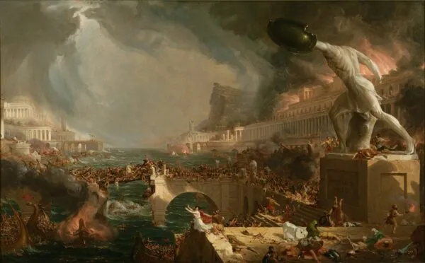 The Course of Empire: Destruction (1836) by Thomas Cole — original painting reproduced as a hand-painted oil on canvas