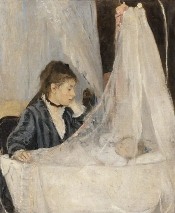 The Cradle (1872) by Berthe Morisot — original painting reproduced as a hand-painted oil on canvas