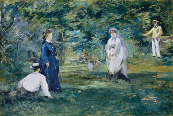 The Croquet Game (1873) by Édouard Manet — original painting reproduced as a hand-painted oil on canvas