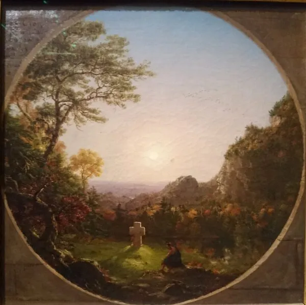 The Cross in the Wilderness (1845) by Thomas Cole — original painting reproduced as a hand-painted oil on canvas
