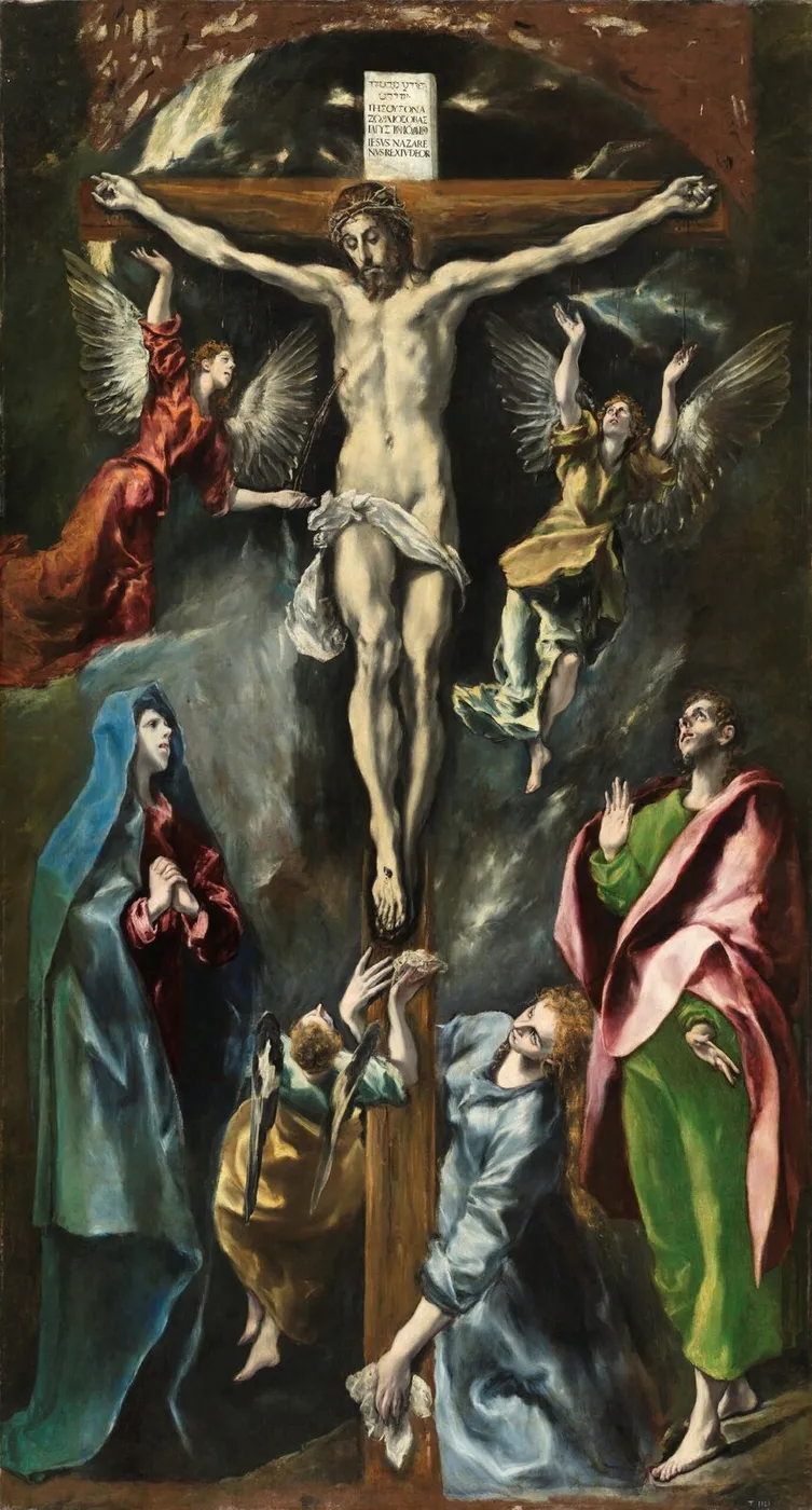 The Crucifixion (1598) by El Greco — original painting reproduced as a hand-painted oil on canvas