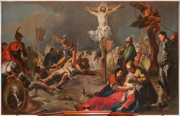 The Crucifixion of Christ (1725) by Giovanni Battista Tiepolo — original painting reproduced as a hand-painted oil on canvas