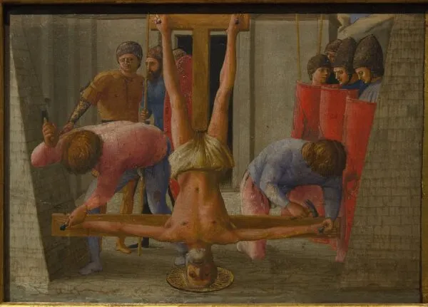 The Crucifixion of Saint Peter (1426) by Masaccio — original painting reproduced as a hand-painted oil on canvas