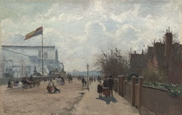 The Crystal Palace (1871) by Camille Pissarro — original painting reproduced as a hand-painted oil on canvas