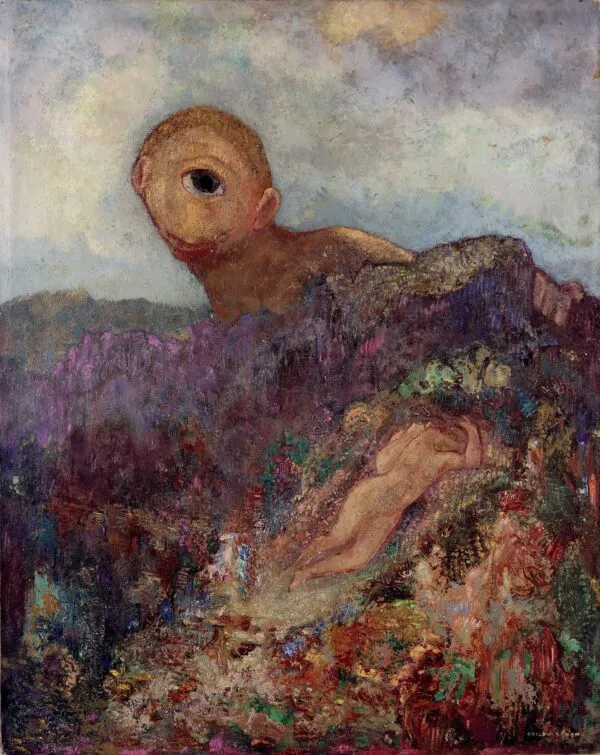 The Cyclops (1914) by Odilon Redon — original painting reproduced as a hand-painted oil on canvas