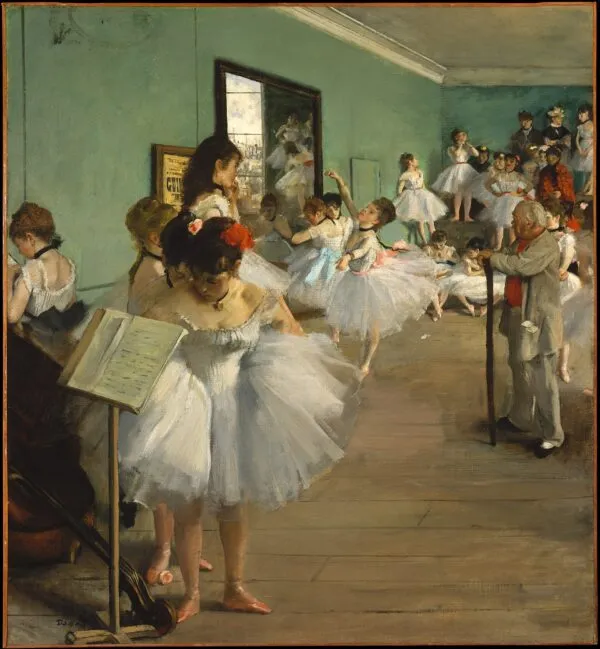 The Dance Class (1874) by Edgar Degas — original painting reproduced as a hand-painted oil on canvas