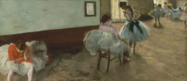 The Dance Lesson (1879) by Edgar Degas — original painting reproduced as a hand-painted oil on canvas