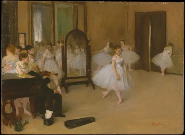 The Dancing Class (1870) by Edgar Degas — original painting reproduced as a hand-painted oil on canvas