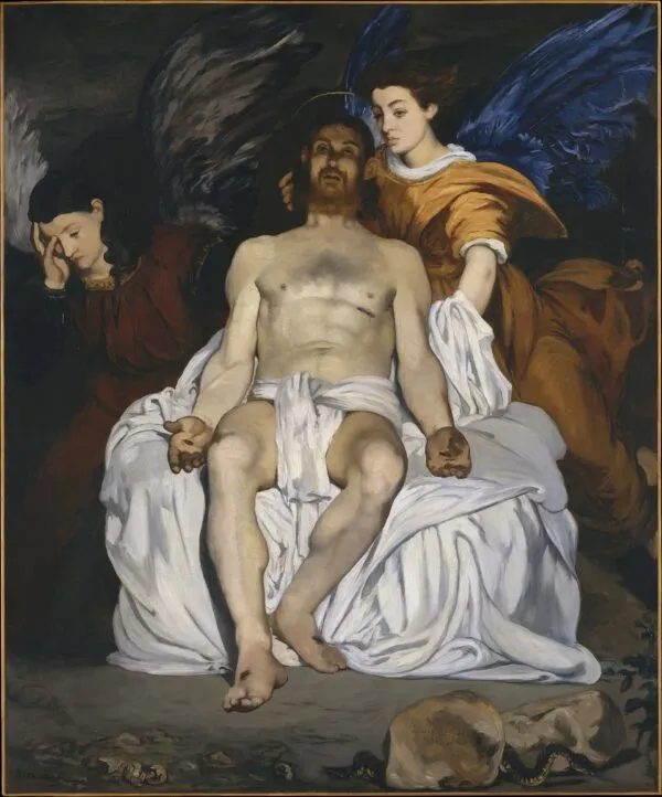 The Dead Christ with Angels (1864) by Édouard Manet — original painting reproduced as a hand-painted oil on canvas